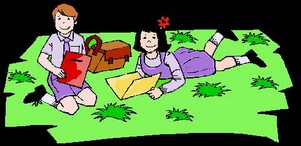 Reading on lawn
